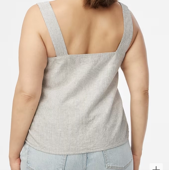 J Crew Striped linen-blend squareneck tank top NWT Size XS in black and white - Picture 6 of 7